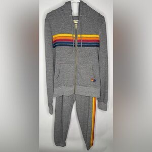 Aviator Nation 5 Stripe Zip Up Hoodie and Sweatpants Set
